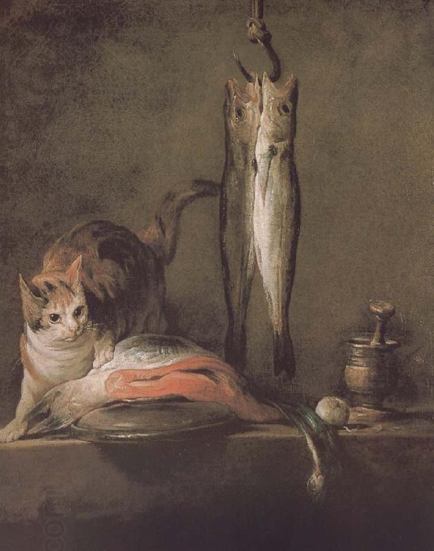 Jean Baptiste Simeon Chardin Two cats salmon mackerel